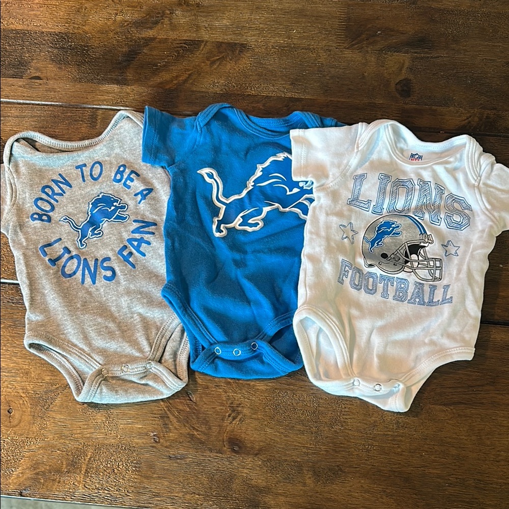 NFL Lions Kids One Pieces - Blue, Gray, White